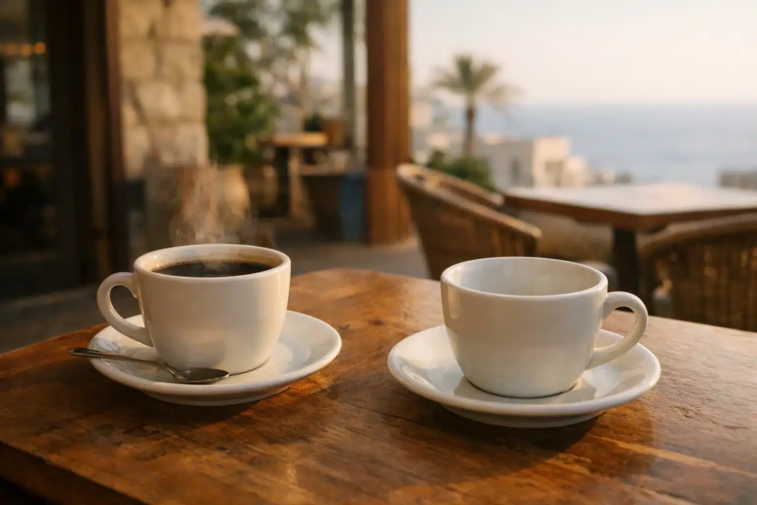 שני ספלי קפה - אחד מלא ואחד ריק